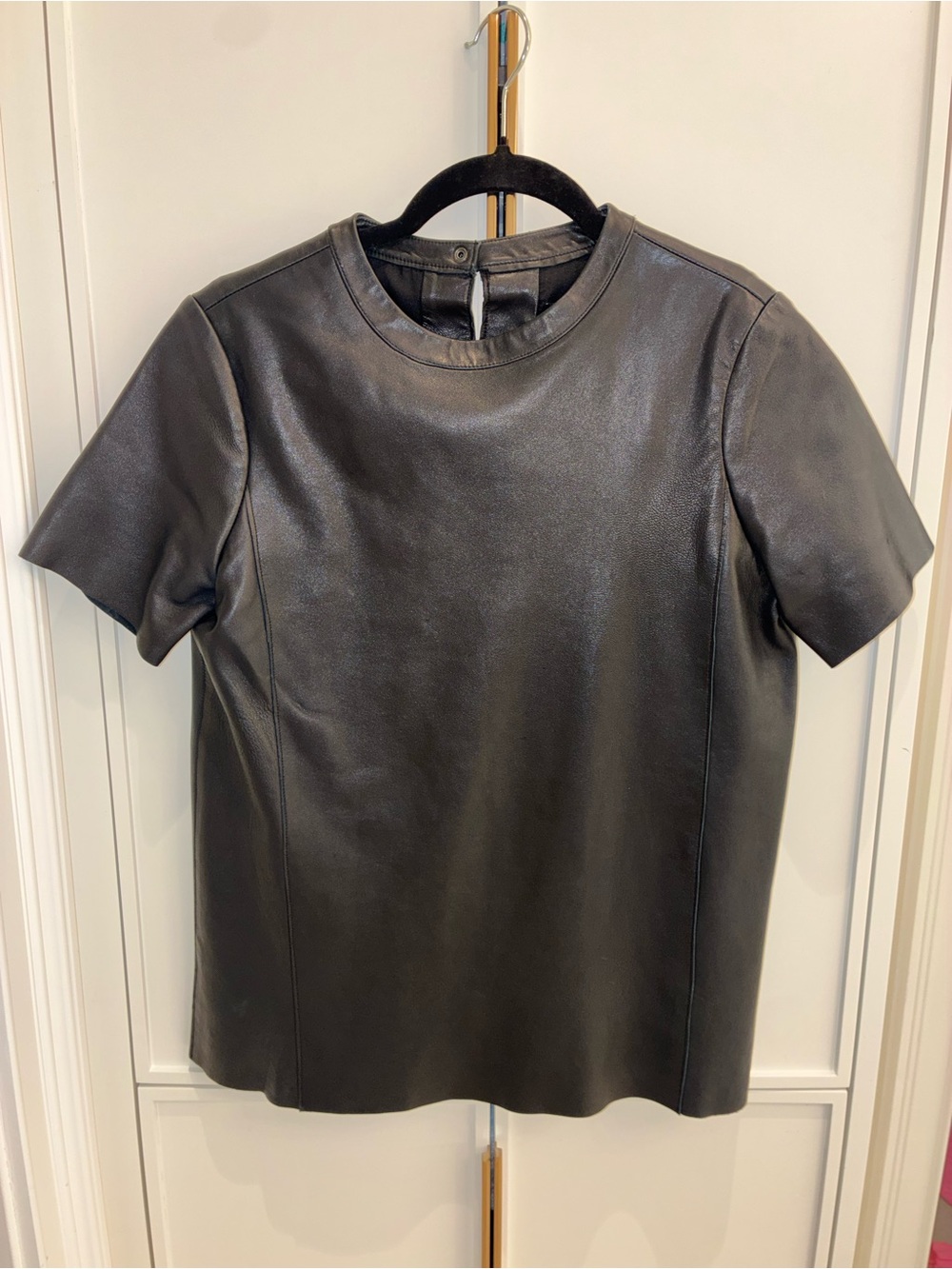 Mackage Black Short-Sleeve Leather Tee